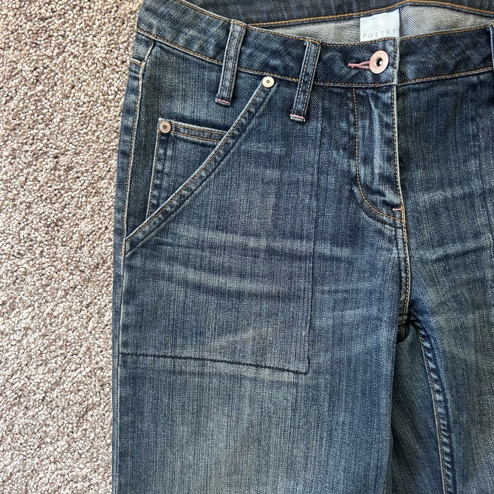Poetry Wide Leg Flare Jeans. Like new. Hipster. Boho. Luxury. Lower rise. USA 4 - Picture 3 of 11
